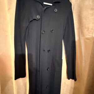 CAbi Black Double-Breasted Long Women's Coat